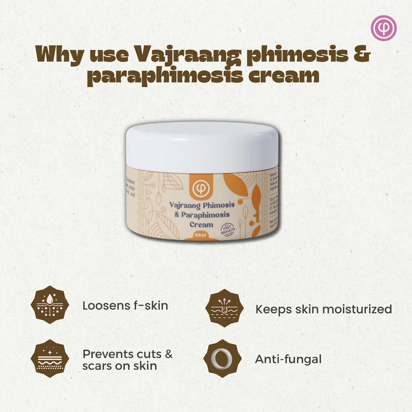 Vajraang Phimosis & Paraphimosis cream | Fast results | Non-Steroidal 100% Natural | 60g
