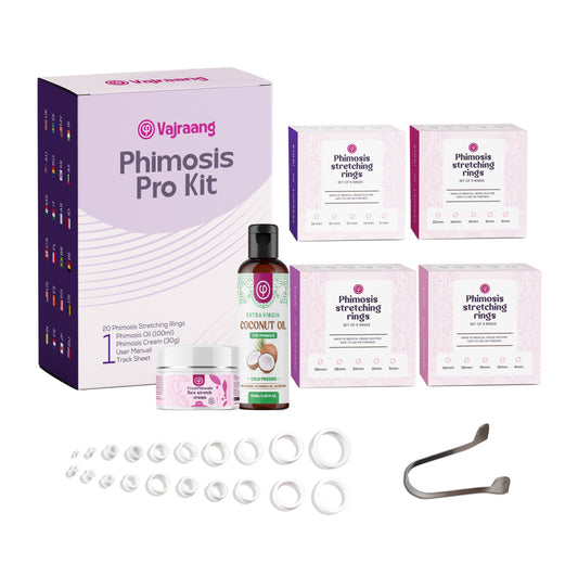 Treat Phimosis stretching rings (20 rings), fore-stretch cream, phimosis oil, ring removal tool & information booklet on treating phimosis at home