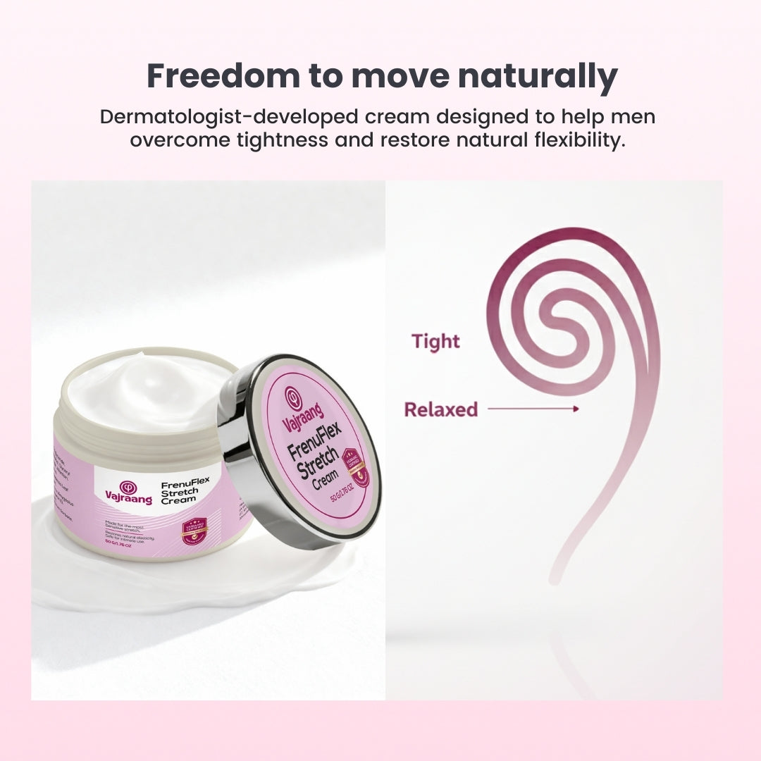 FrenuFlex™ Stretch Cream for Men (50g) – Quick Relief in 15 Days | Long-Lasting Supply | Softens Tight Skin & Improves Flexibility