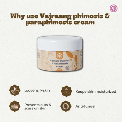 Vajraang Phimosis & Paraphimosis cream | Fast results | Non-Steroidal 100% Natural | 60g | Smoothens and softens f-skin | Helps easy sliding of f-skin