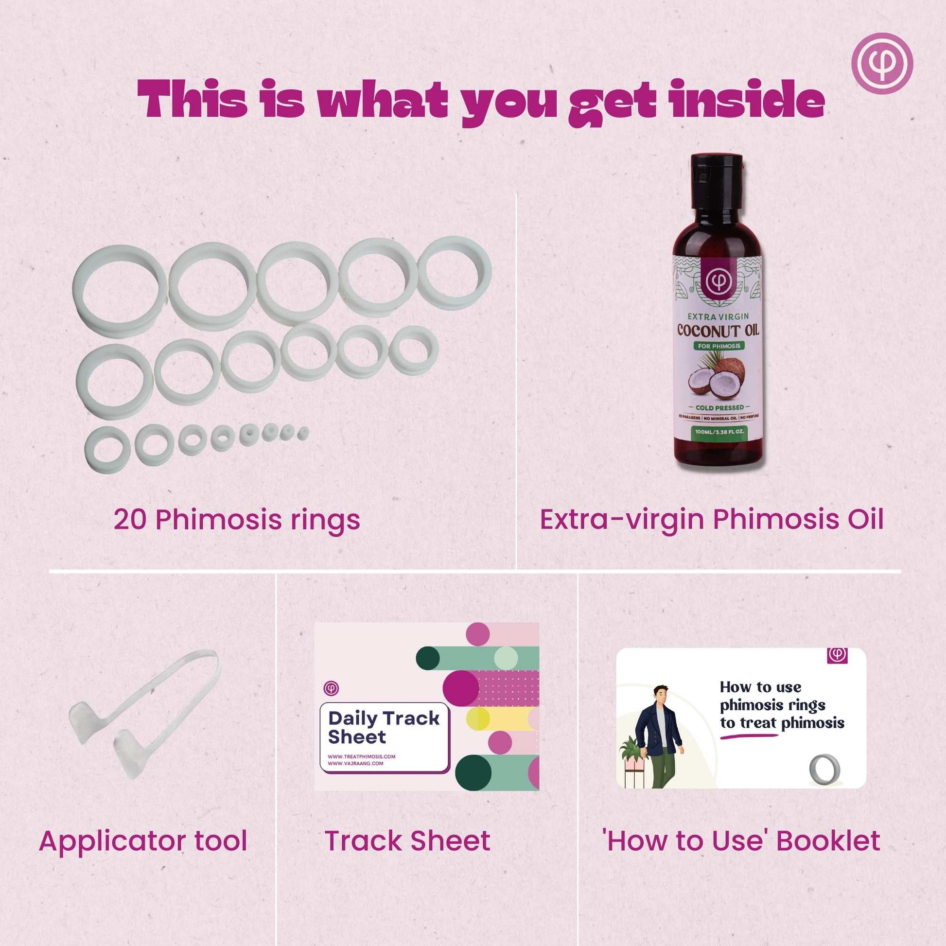 phimosis stretching rings kit with coconut oil