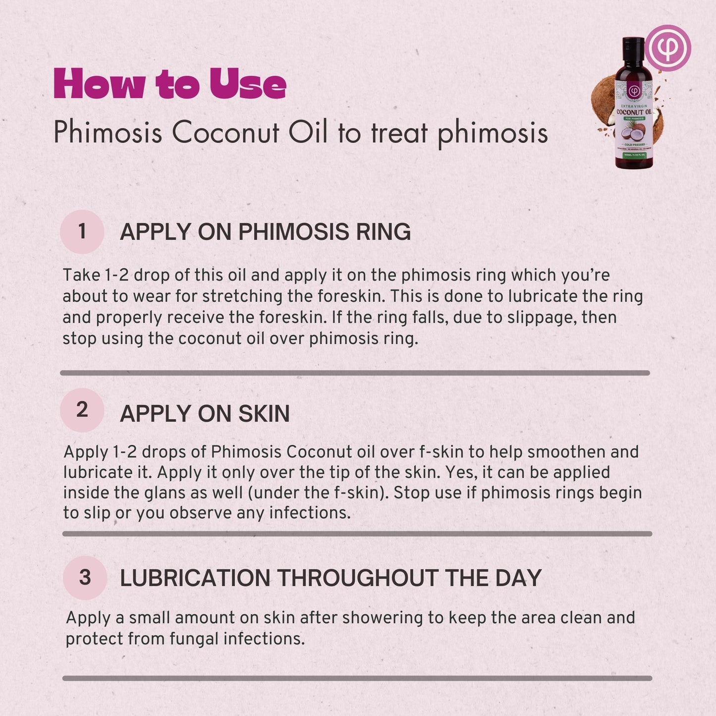 Extra Virgin coconut oil for phimosis (cold pressed)