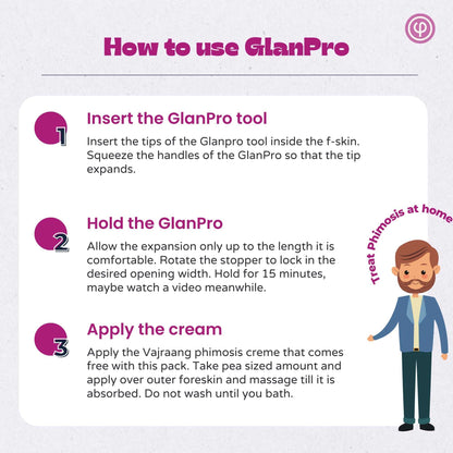 GlanPro - Stretching tool for phimosis - With Phimosis cream & Pouch